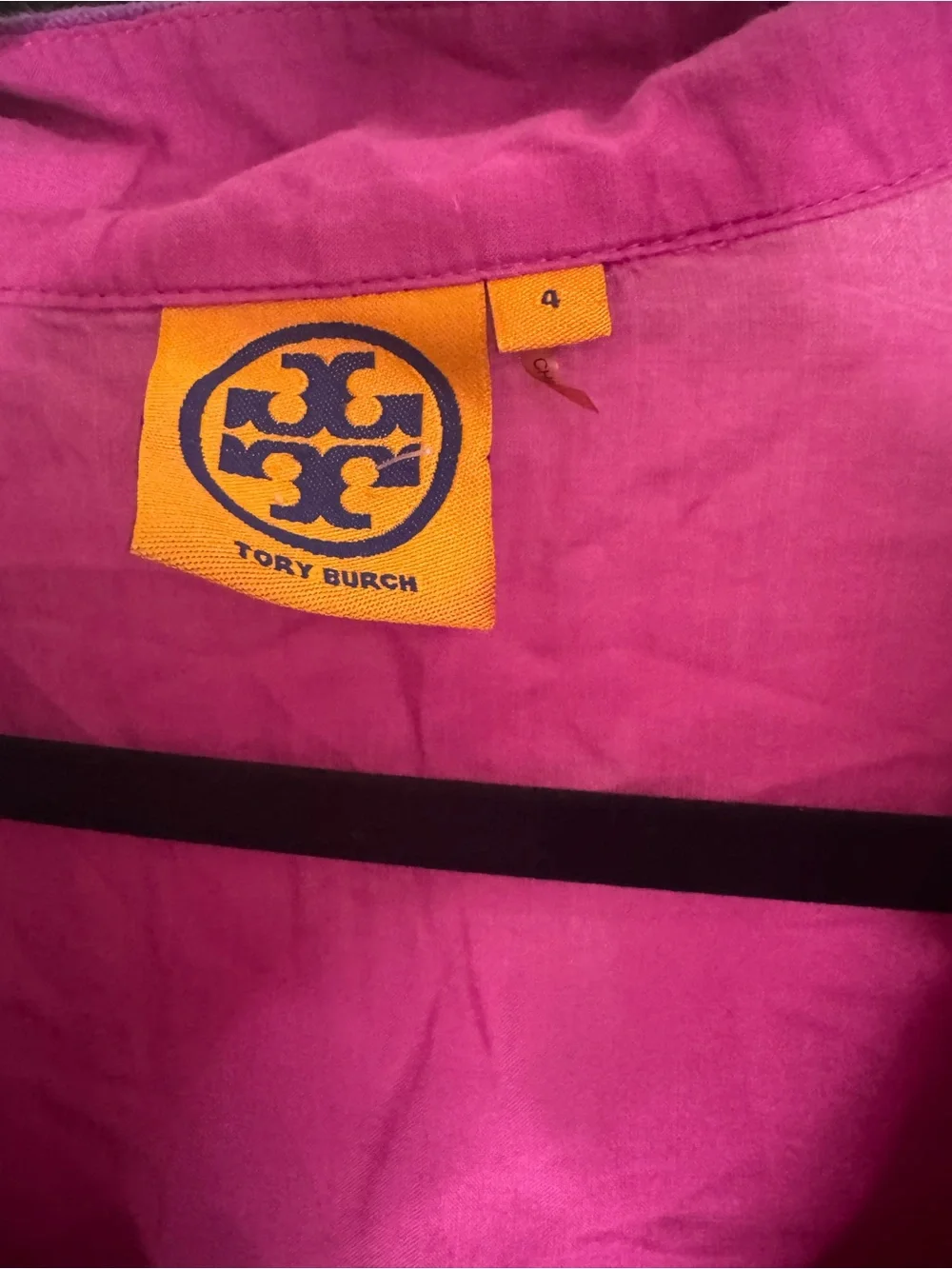 Tory Burch Fuchsia and Purple Trim Cotton Tunic - Size 4